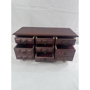 Vintage Toyo Music Jewelry Trinket Box Wooden Granny Grandpa Cottage Velvet